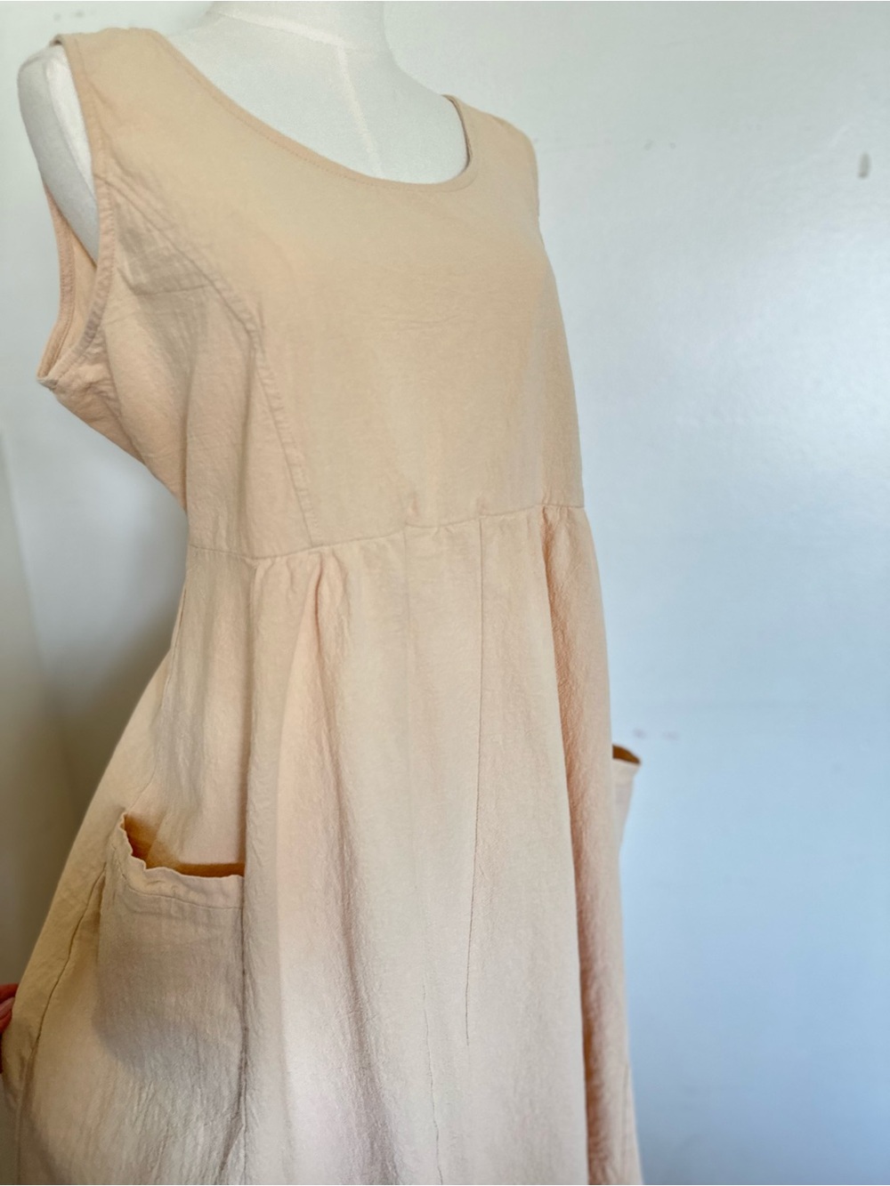 Cotton-Linen Cottagecore Prairie Lagenlook Apron Jumper Picnic Maxi Dress XL
